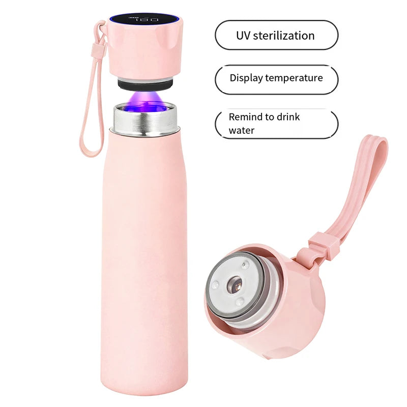 Smart UVC Self Cleaning Water Bottle with Temperature Display Drink Reminder 316 Stainless Steel Vacuum Flask for Travel Office