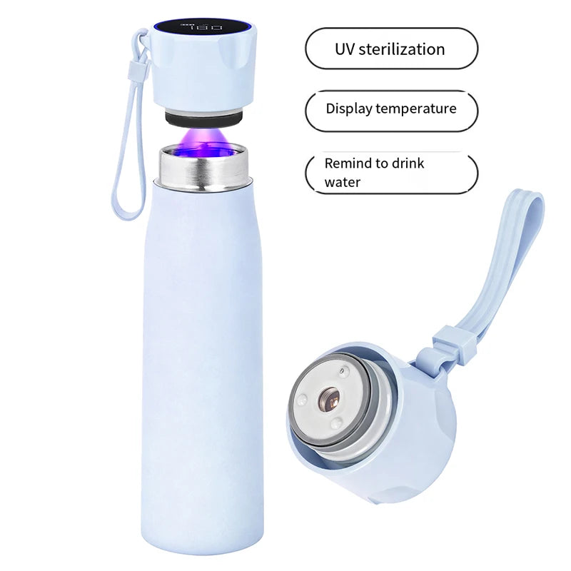 Smart UVC Self Cleaning Water Bottle with Temperature Display Drink Reminder 316 Stainless Steel Vacuum Flask for Travel Office