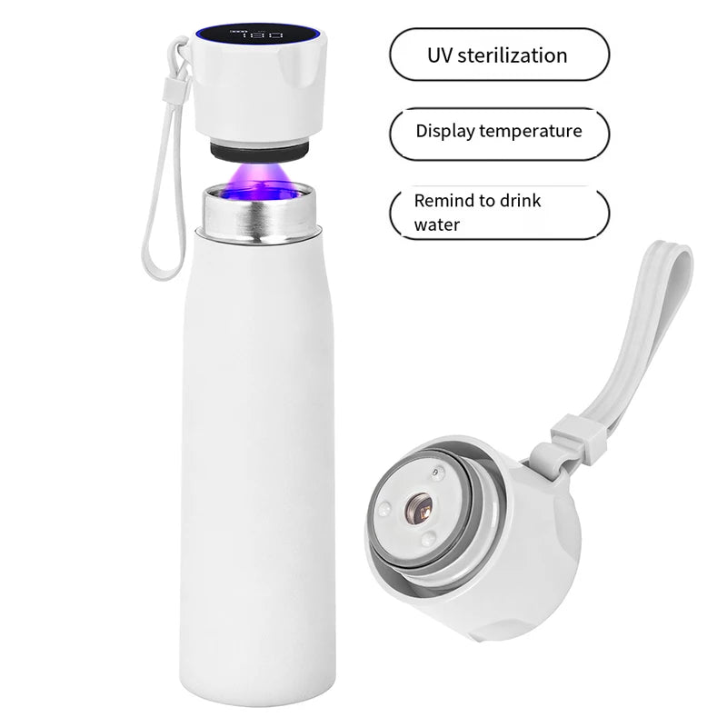 Smart UVC Self Cleaning Water Bottle with Temperature Display Drink Reminder 316 Stainless Steel Vacuum Flask for Travel Office