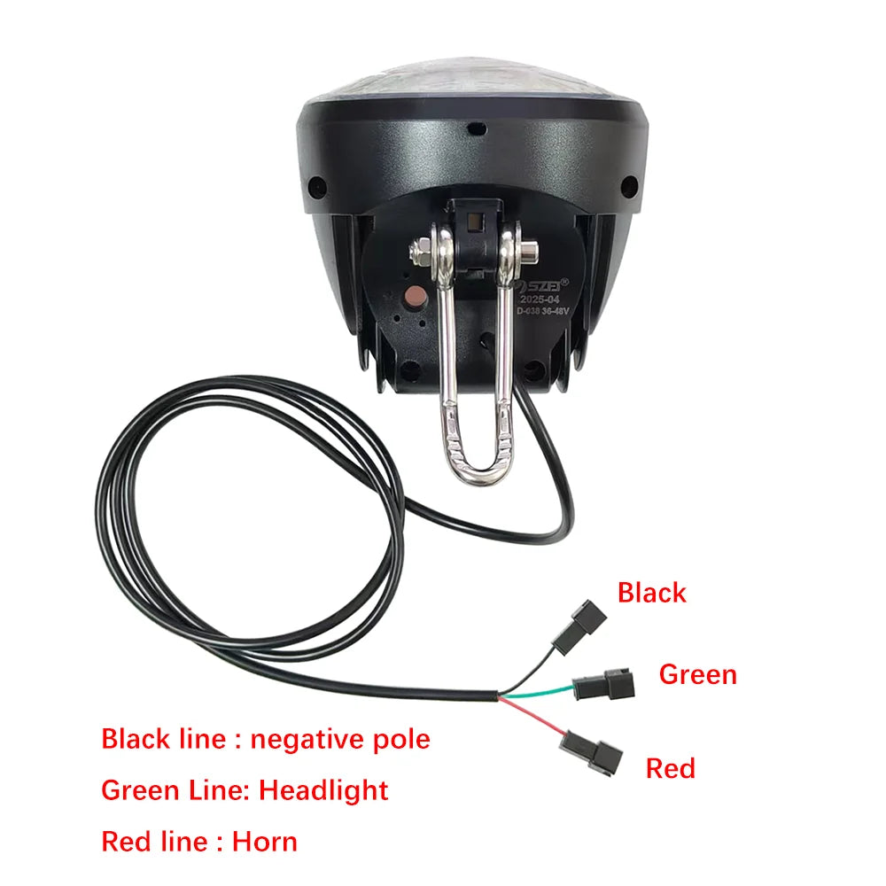 Electric Bike LED Headlight Kit, Front and Rear Lamp, Motorcycles Accessories, Universal, 36V, 48V, 52V, 72V, 80V